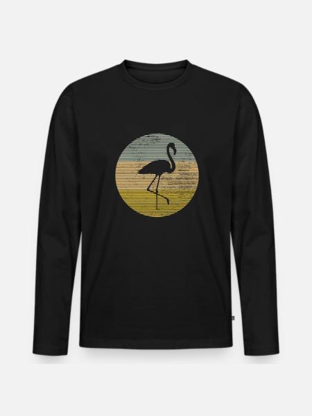 Flamingo - Männer Premium Bio Langarmshirt - Schwarz