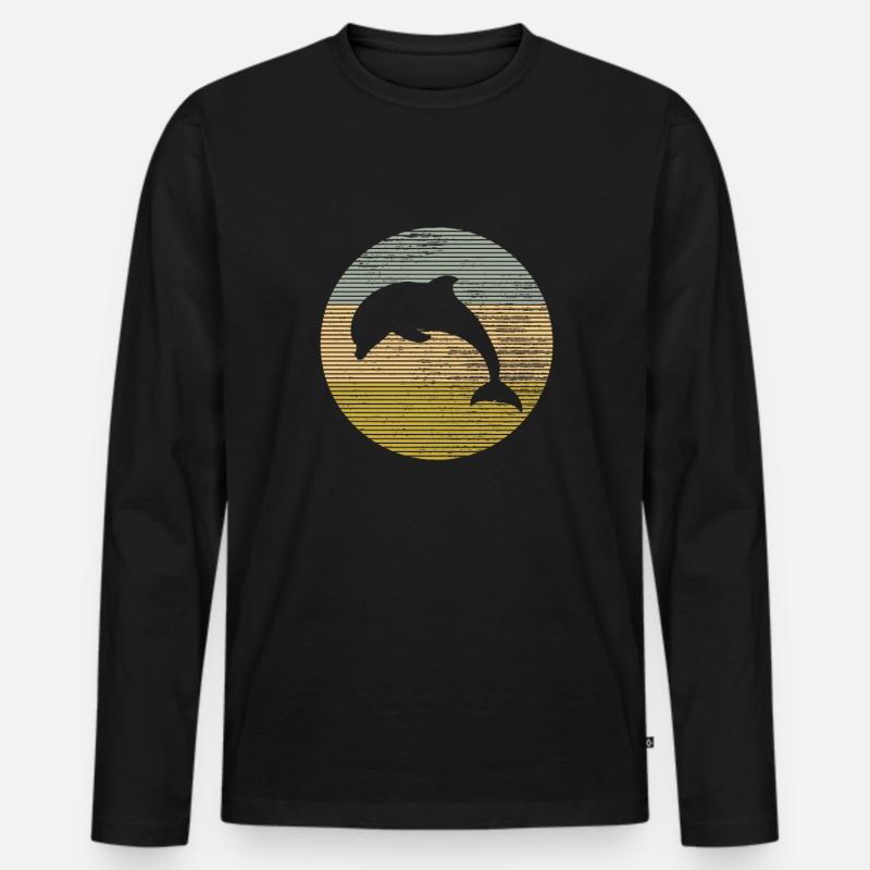 Delfin - Männer Premium Bio Langarmshirt - Schwarz