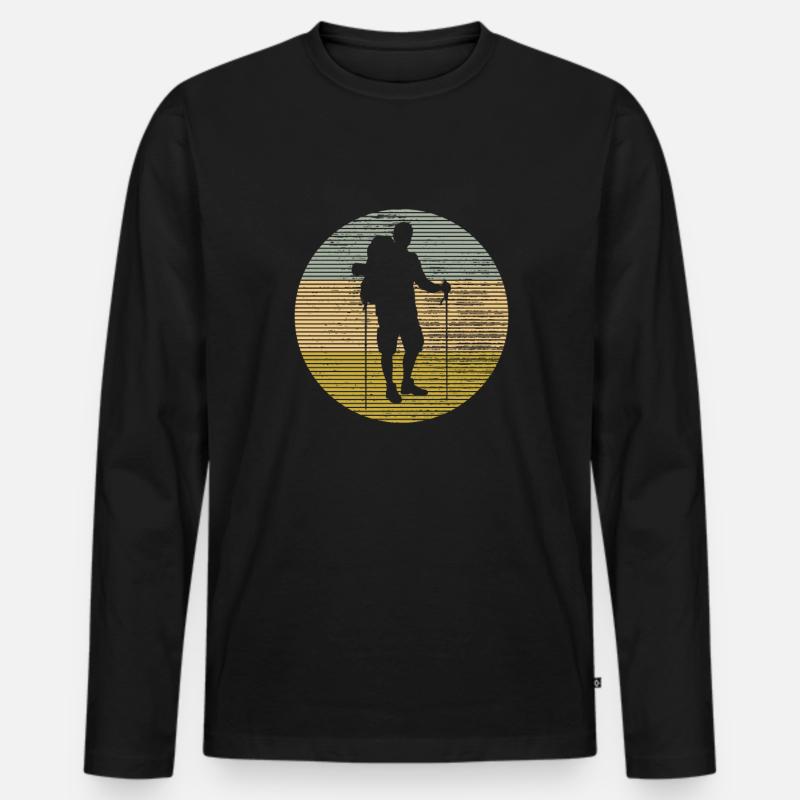 Wandern - Männer Premium Bio Langarmshirt - Schwarz