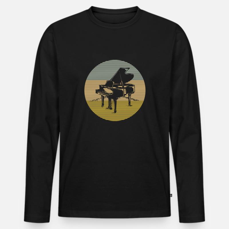 Klavier - Männer Premium Bio Langarmshirt - Schwarz