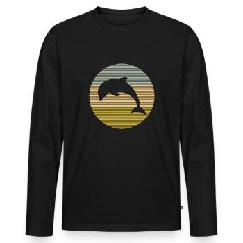 Dolphin - Men's Premium Organic Long Sleeve Shirt - black - Front - Nico (187cm)