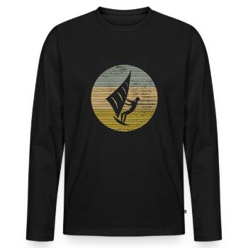 Kite - Men's Premium Organic Long Sleeve Shirt - black - Front - Nico (187cm)