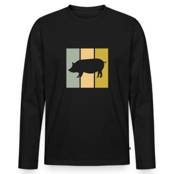 Cochon - T-shirt manches longues Premium bio Homme - noir - Devant - Nico (187cm)