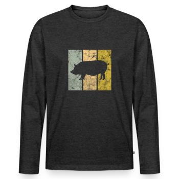 Pig - Men's Premium Organic Long Sleeve Shirt - heather anthracite - Front - Nico (187cm)
