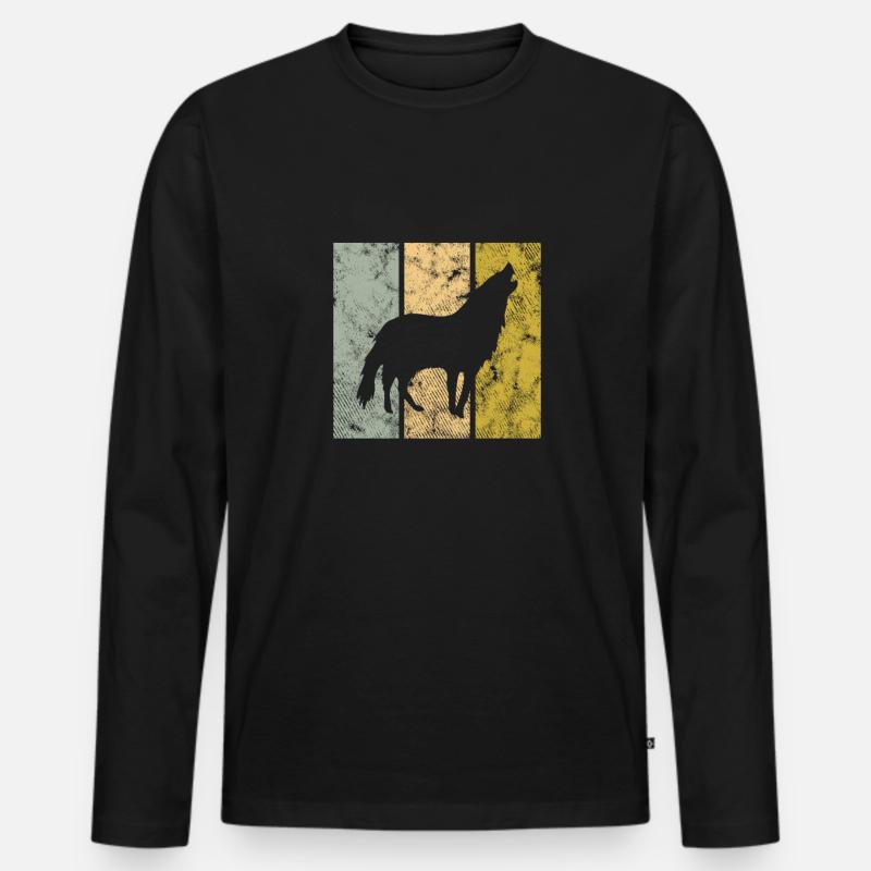 Wolf - Männer Premium Bio Langarmshirt - Schwarz