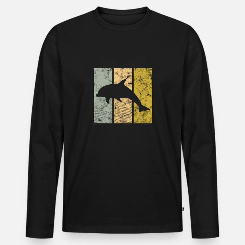Delfin - Männer Premium Bio Langarmshirt - Schwarz
