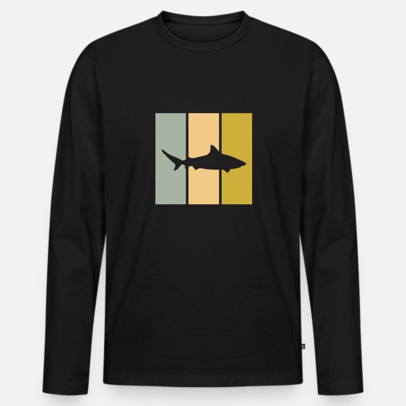 Hai - Männer Premium Bio Langarmshirt - Schwarz