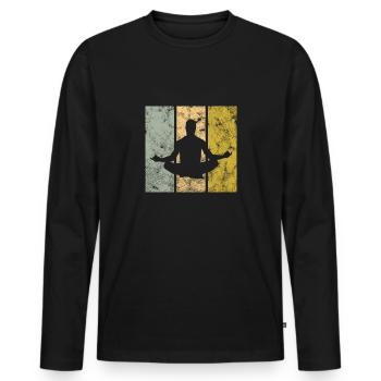 Méditation - T-shirt manches longues Premium bio Homme - noir - Devant - Nico (187cm)