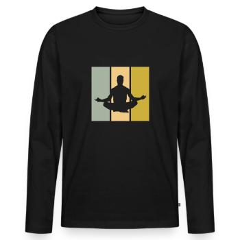 Méditation - T-shirt manches longues Premium bio Homme - noir - Devant - Nico (187cm)