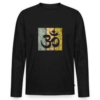 Méditation - T-shirt manches longues Premium bio Homme - noir - Devant - Nico (187cm)