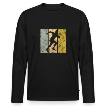 Joggen - Männer Premium Bio Langarmshirt - Schwarz - Vorne - Nico (187cm)