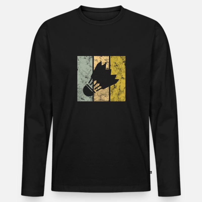 Badminton - Männer Premium Bio Langarmshirt - Schwarz