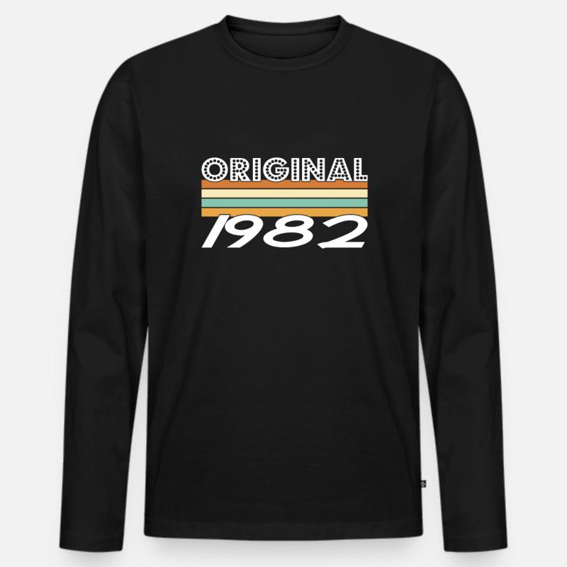 Original 1982 - Männer Premium Bio Langarmshirt - Schwarz