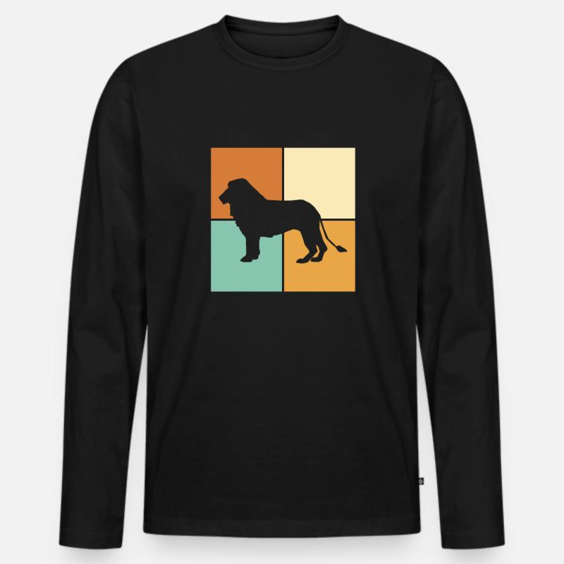 Löwe - Männer Premium Bio Langarmshirt - Schwarz