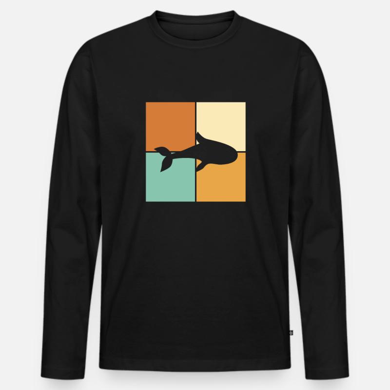 Fisch - Männer Premium Bio Langarmshirt - Schwarz