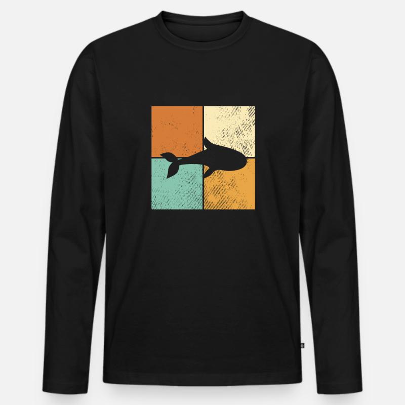 Fisch - Männer Premium Bio Langarmshirt - Schwarz