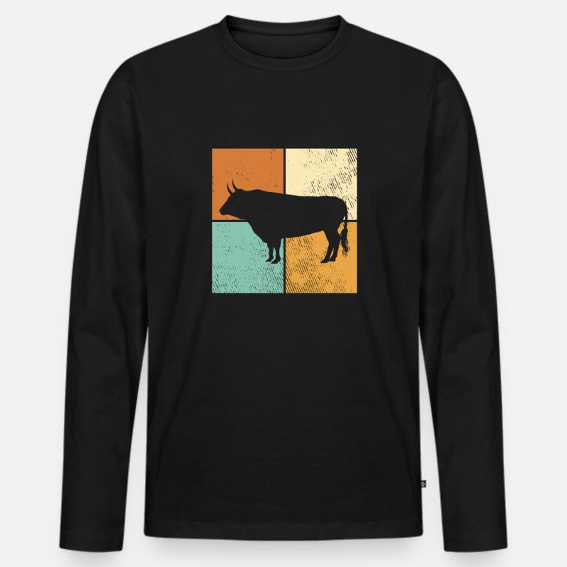 Stier - Männer Premium Bio Langarmshirt - Schwarz