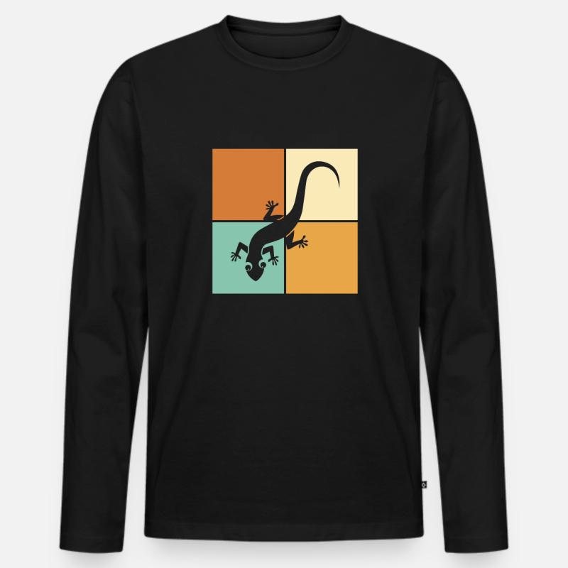 Eidechse - Männer Premium Bio Langarmshirt - Schwarz