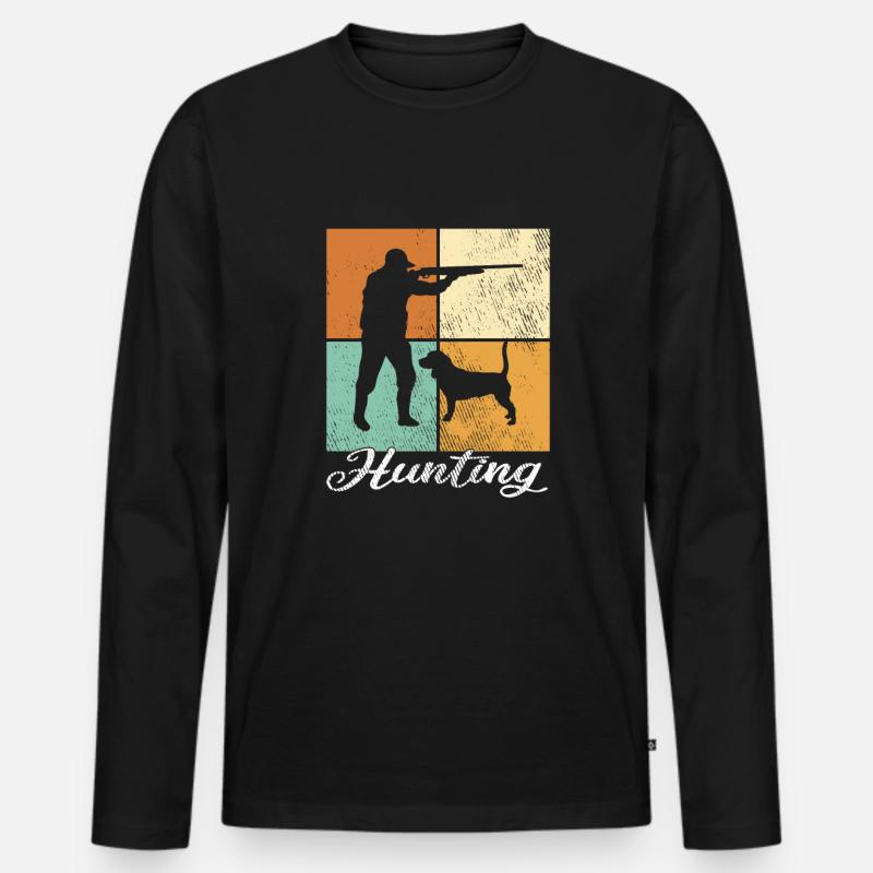 Jagen - Männer Premium Bio Langarmshirt - Schwarz