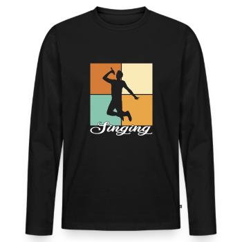 Sing - Men's Premium Organic Long Sleeve Shirt - black - Front - Nico (187cm)
