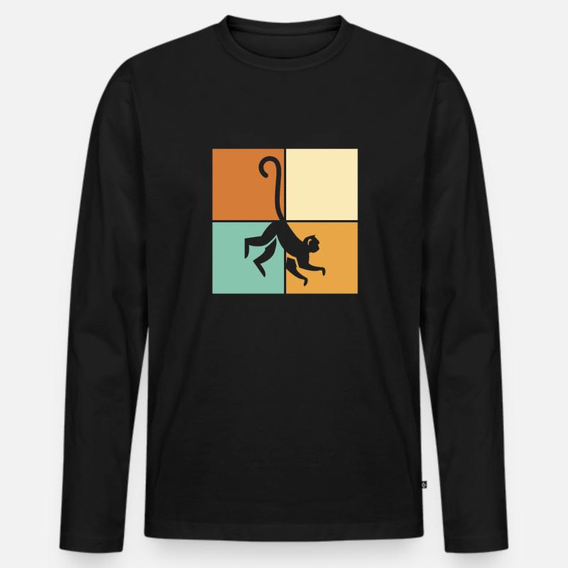 Affe - Männer Premium Bio Langarmshirt - Schwarz
