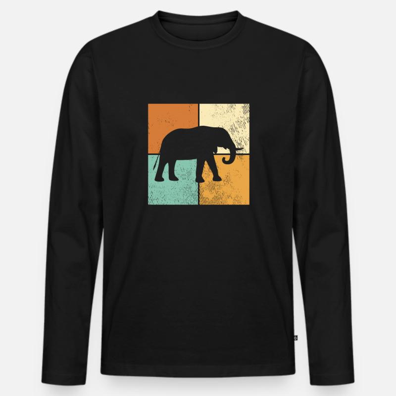 Elefant - Männer Premium Bio Langarmshirt - Schwarz