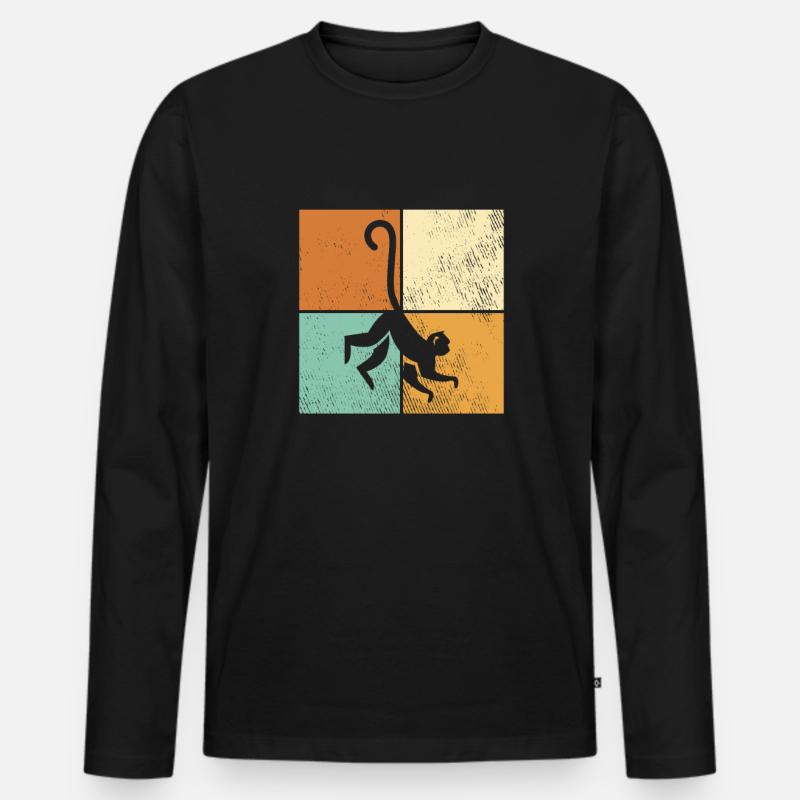 Affe - Männer Premium Bio Langarmshirt - Schwarz