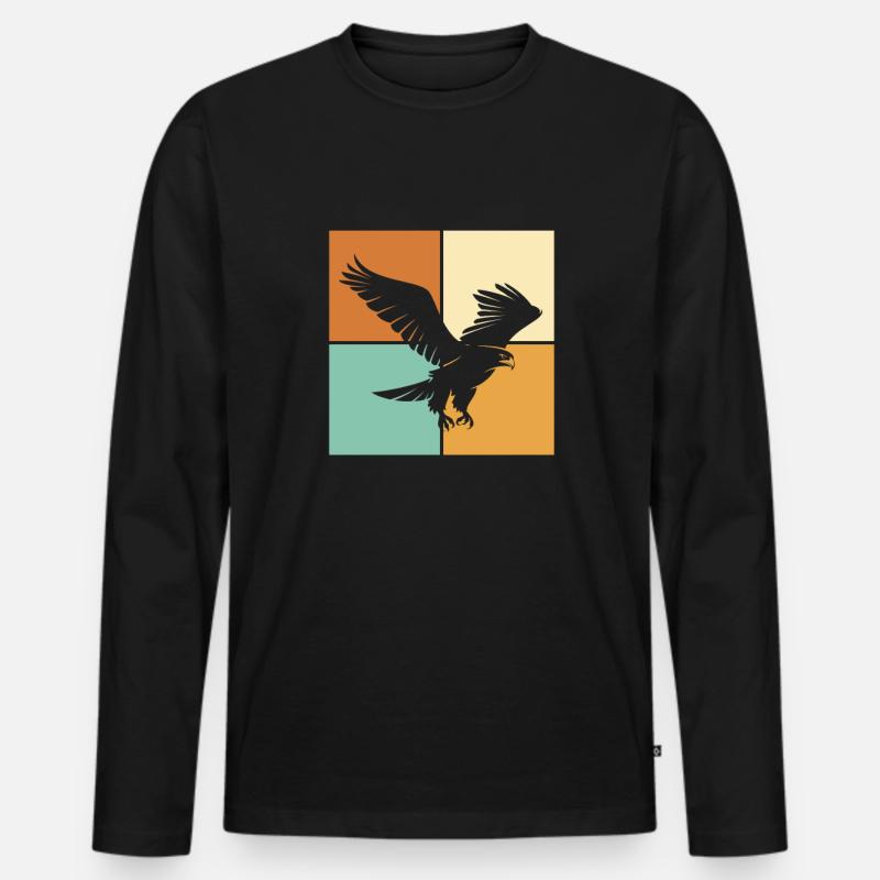 Adler - Männer Premium Bio Langarmshirt - Schwarz