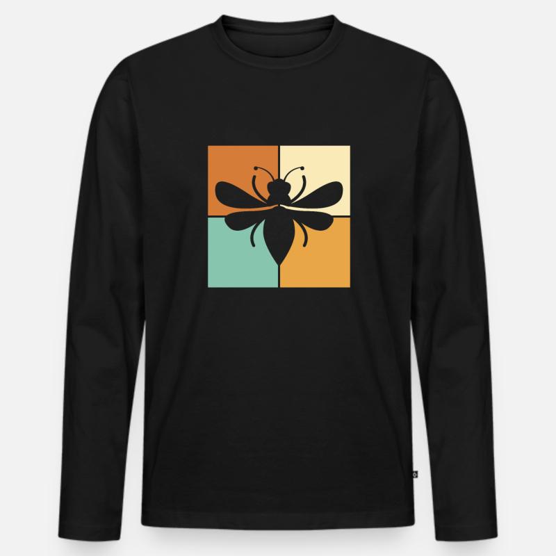 Biene - Männer Premium Bio Langarmshirt - Schwarz