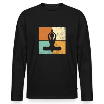 Méditation - T-shirt manches longues Premium bio Homme - noir - Devant - Nico (187cm)