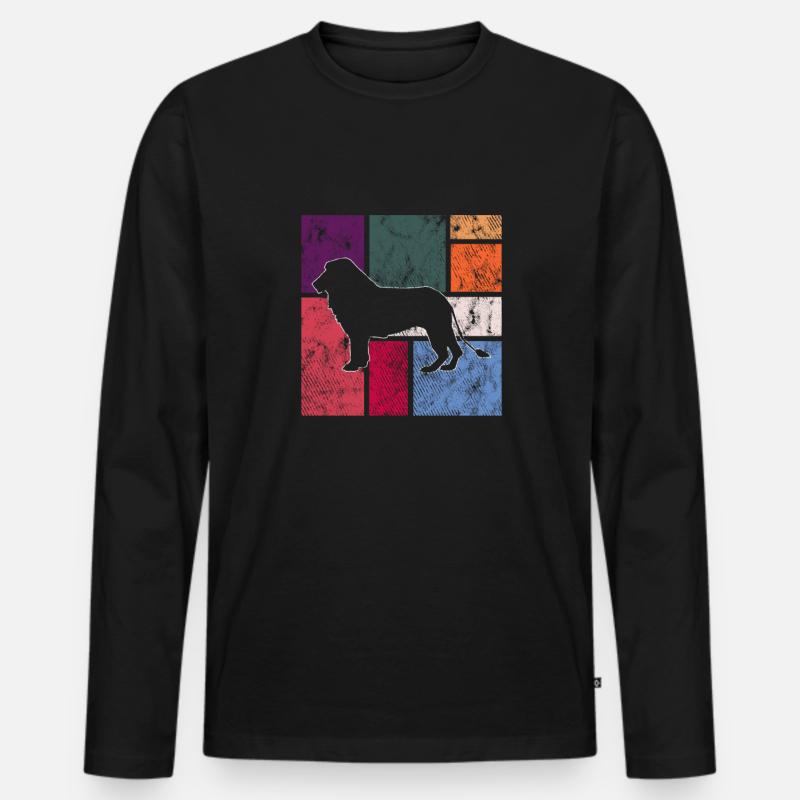 Löwe - Männer Premium Bio Langarmshirt - Schwarz