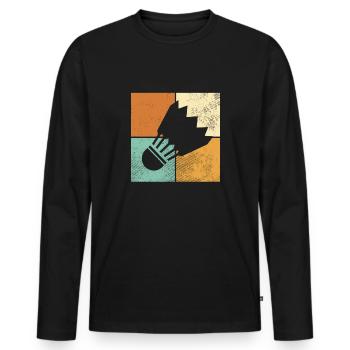 Federball - Männer Premium Bio Langarmshirt - Schwarz - Vorne - Nico (187cm)