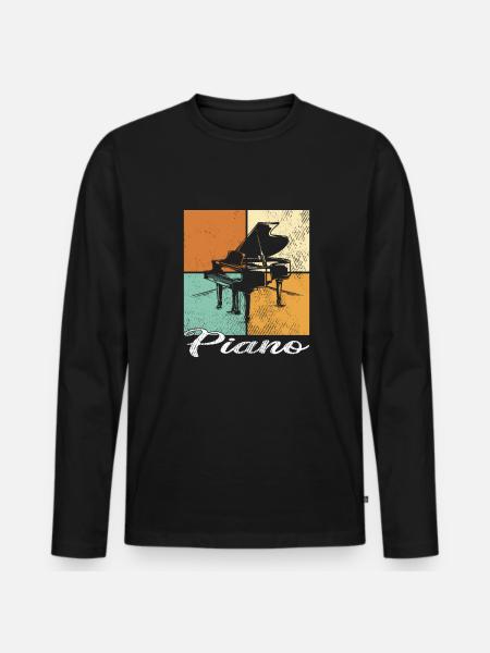 Klavier - Männer Premium Bio Langarmshirt - Schwarz