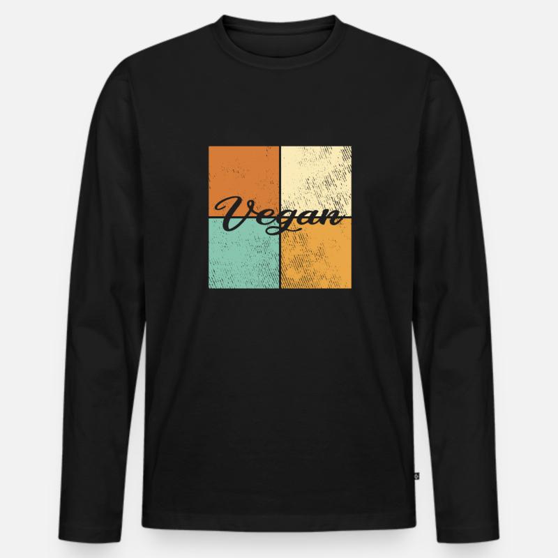 Vegan - Männer Premium Bio Langarmshirt - Schwarz