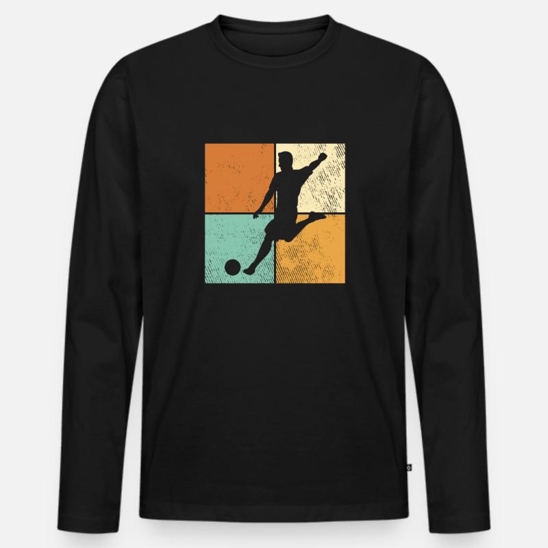 Fußball - Männer Premium Bio Langarmshirt - Schwarz