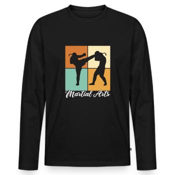 MMA - T-shirt manches longues Premium bio Homme - noir - Devant - Nico (187cm)