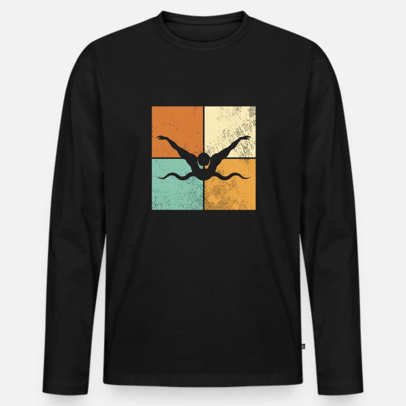 Schwimmen - Männer Premium Bio Langarmshirt - Schwarz