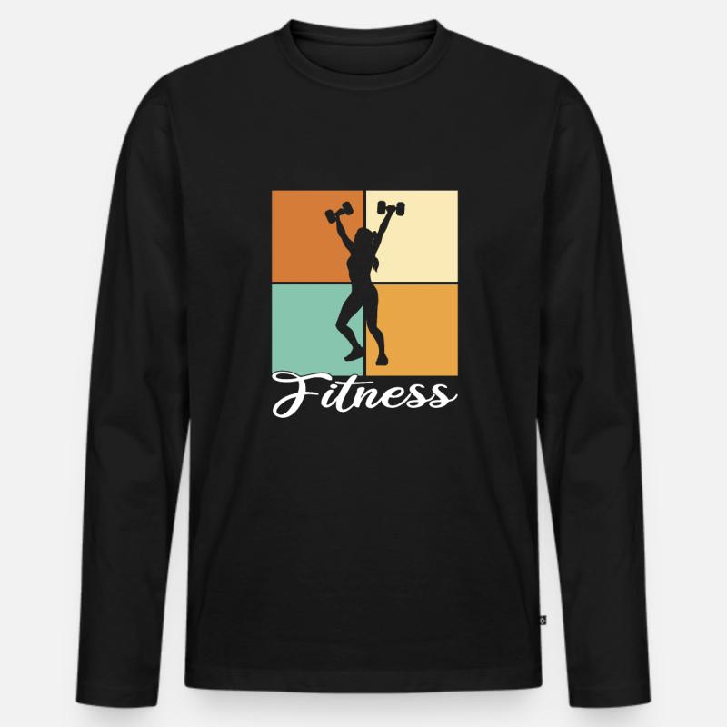 Fitness - Männer Premium Bio Langarmshirt - Schwarz