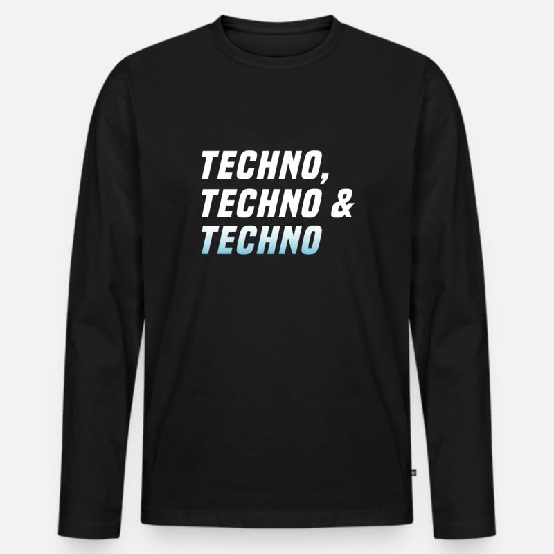 Techno Techno Techno - Männer Premium Bio Langarmshirt - Schwarz