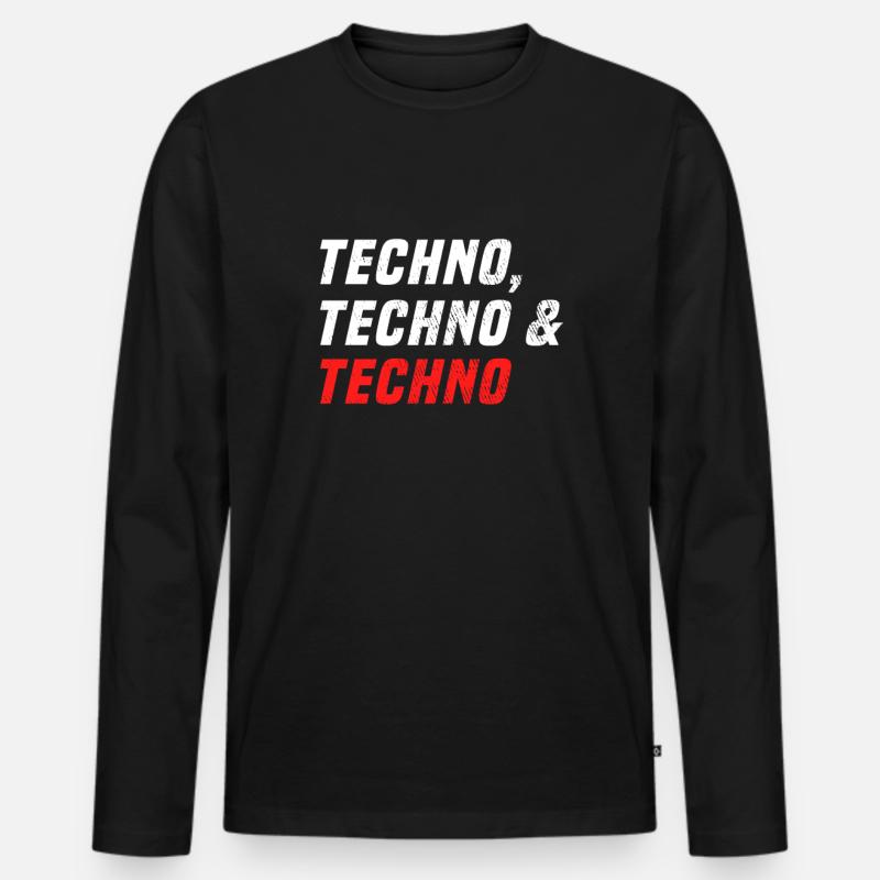 Techno Techno Techno - Männer Premium Bio Langarmshirt - Schwarz