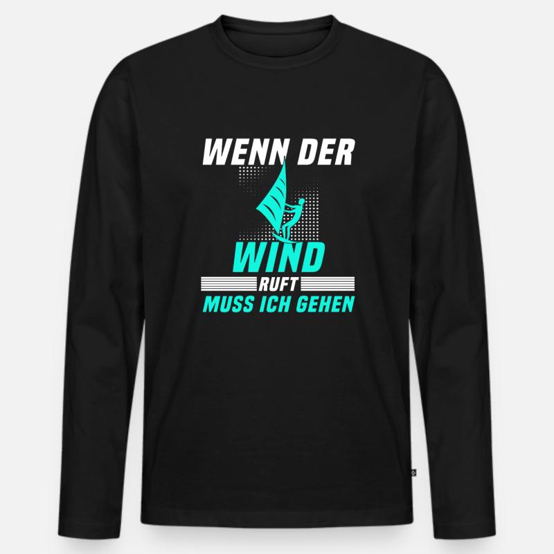 Kite surfen Spruch - Männer Premium Bio Langarmshirt - Schwarz