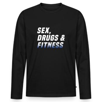 Drogues sexuelles et fitness - T-shirt manches longues Premium bio Homme - noir - Devant - Nico (187cm)