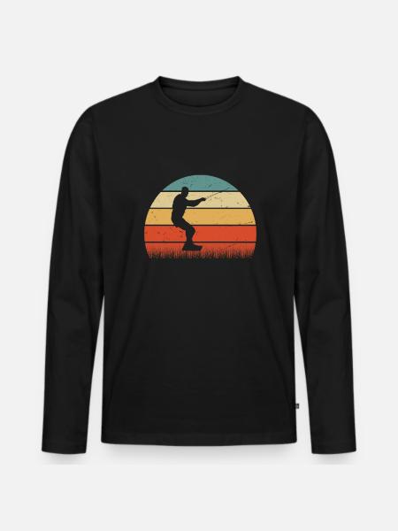 Kite Surfing Retro - Men's Premium Organic Long Sleeve Shirt - black