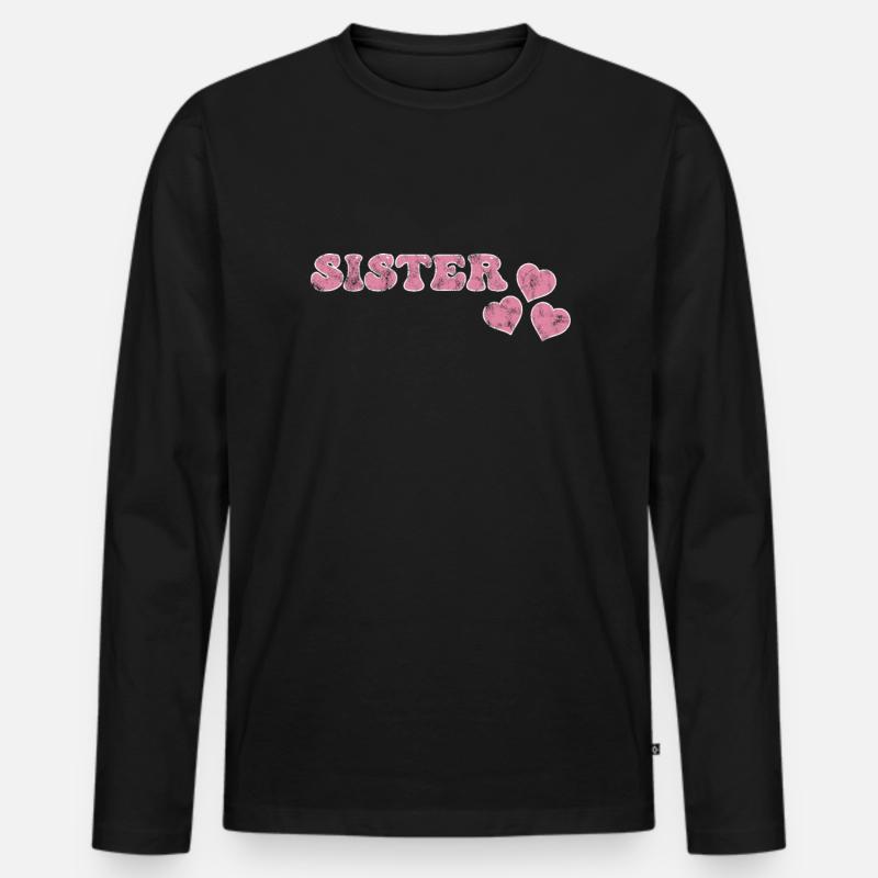 Schwester - Männer Premium Bio Langarmshirt - Schwarz