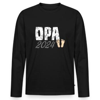 Opa 2024 - Männer Premium Bio Langarmshirt - Schwarz - Vorne - Nico (187cm)