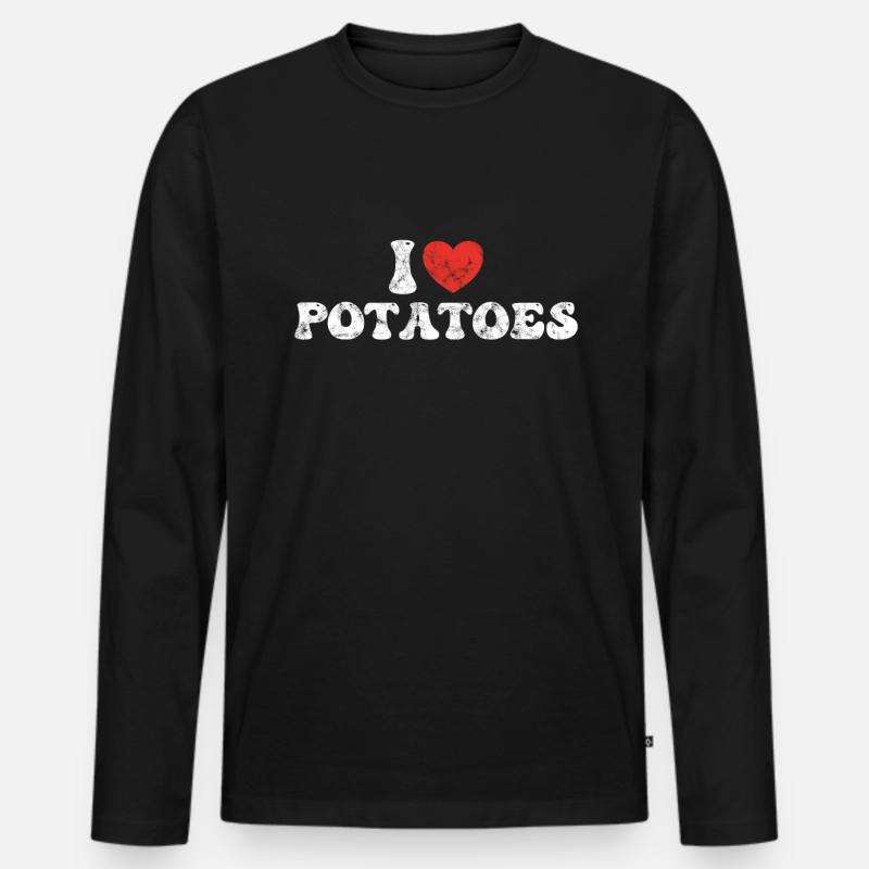 Ich liebe Kartoffeln - Männer Premium Bio Langarmshirt - Schwarz