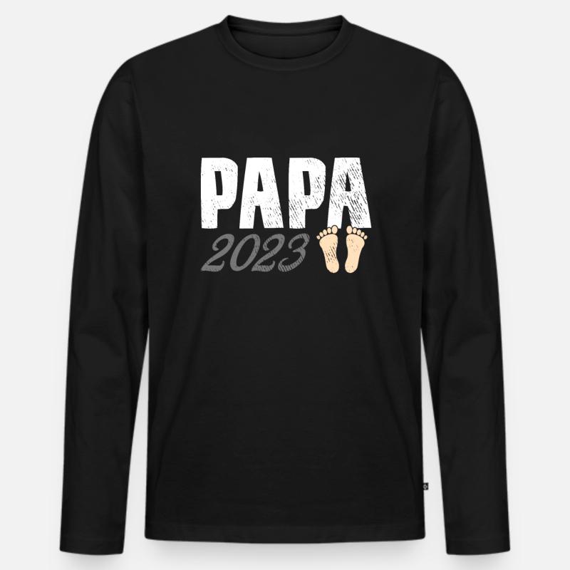 Papa 2023 - Männer Premium Bio Langarmshirt - Schwarz