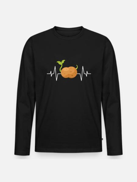 Kartoffel Herzschlag - Männer Premium Bio Langarmshirt - Schwarz