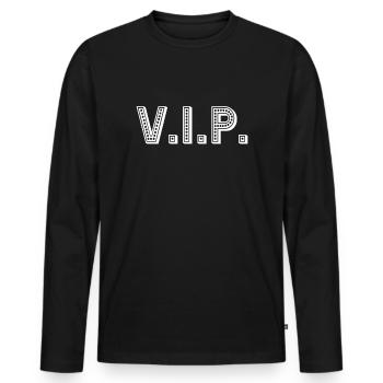 VIP - Männer Premium Bio Langarmshirt - Schwarz - Vorne - Nico (187cm)