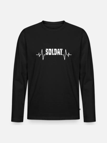 Soldat Herzschlag - Männer Premium Bio Langarmshirt - Schwarz